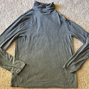 LOFT Charcoal Ribbed Knit Turtleneck